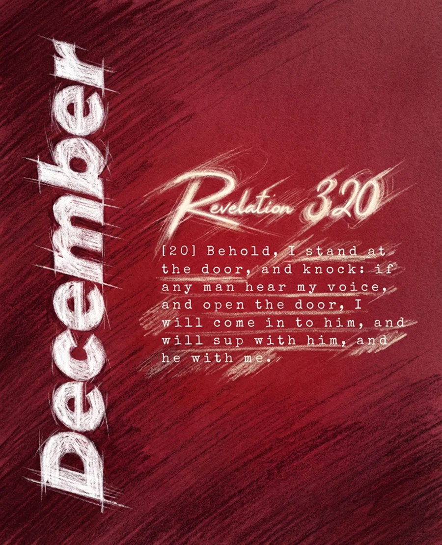 December chapter artwork, Revelation 3:20