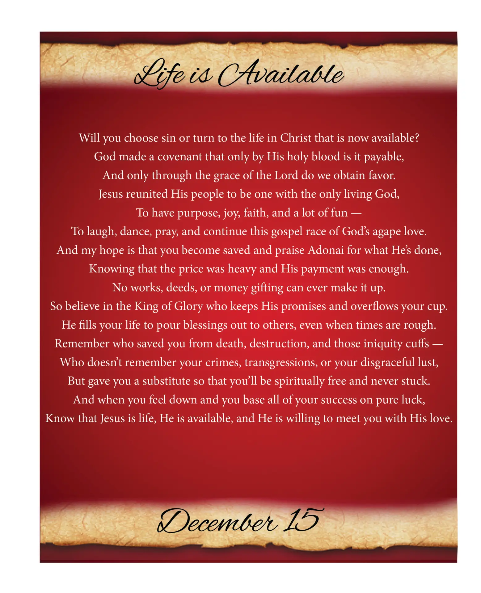 December poem from Where God’s Love Found Me poetry devotional